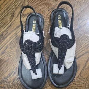 Dream Pairs Black Glitter Sandals